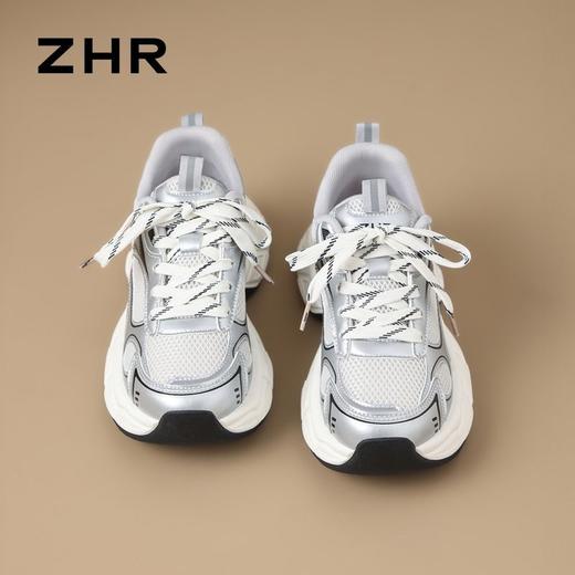 ZHR则则银色网面透气老爹鞋女秋季显高运动休闲鞋高颜值增高女鞋 商品图7