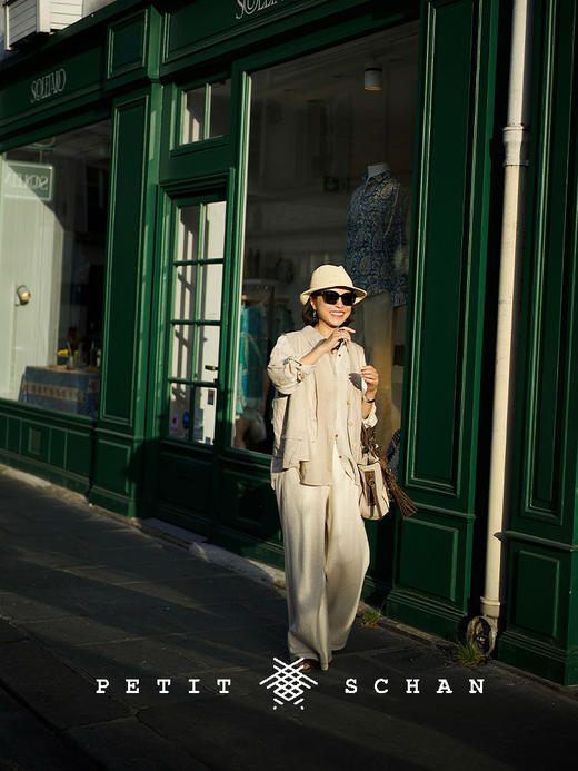 PETIT SCHAN小闪 CLO#888 Wayfarer 流浪者 纯亚麻拼接不对称设计长袖休闲衬衫 商品图4