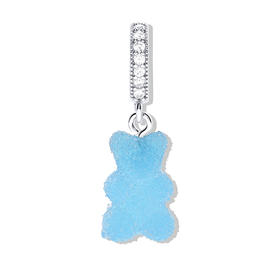 订购4周到｜CRYSTAL HAZE-Fizzy Nostalgia Bear-pave-蓝莓色小熊 吊坠（银色环扣）［挪威设计师］