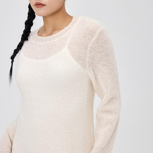 丝羊绒浮线提花圆领连衣裙  SJF97W373N 商品图7