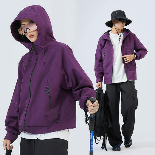 LUCKY DEER/幸运鹿情侣款时尚城市运动防风防泼水硬壳冲锋衣外套 商品图4