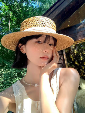 【YW】无忧购法式复古老钱风镂空平顶草帽海边度假风遮阳帽653（截单后3-5天发货)