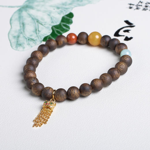 xy0548沉香+蜜蜡南红翡翠手串 商品图2