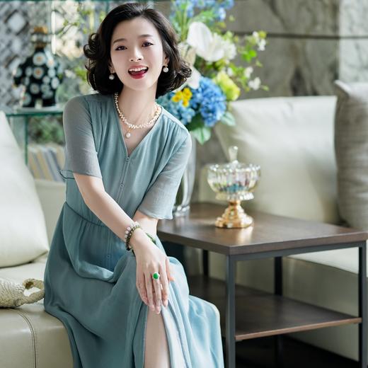 西子/重磅桑蚕丝显瘦凉感V领连衣裙/CQTJ090 商品图6