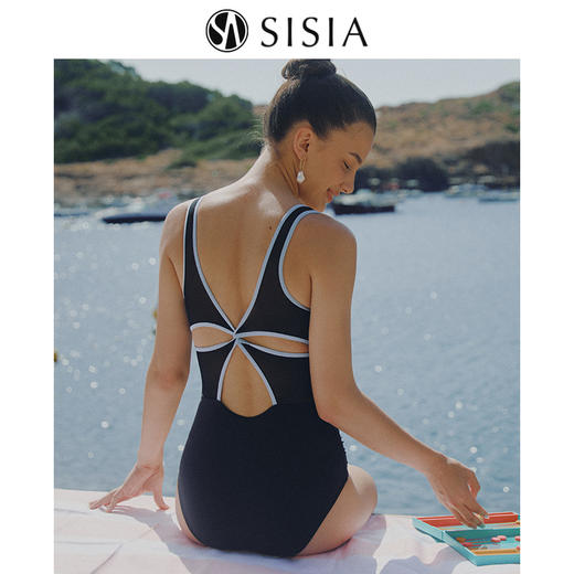 sisia2025新款泳衣女高级感连体保守遮肚显瘦海边度假泡温泉泳装 商品图0