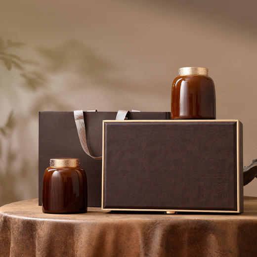 茶韵皮盒【双瓷罐 咖色】130元一套/一箱10套 商品图3