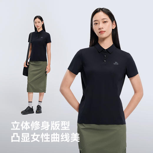 伯希和户外速干POLO衫女款防晒短袖T恤运动上衣修身高弹休闲内搭 商品图4