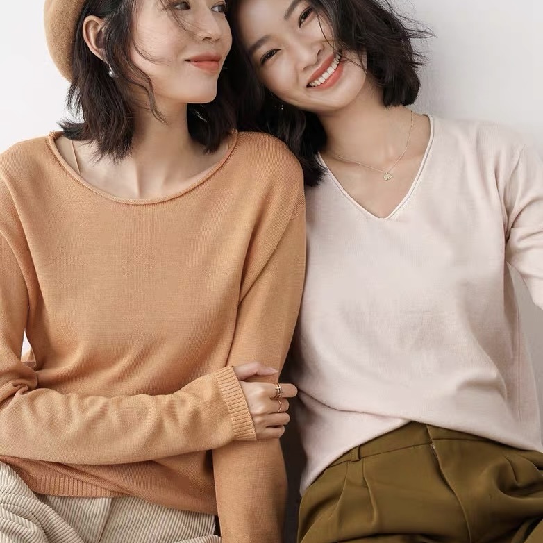 【清仓价】板绘极简针织衫系列 圆领&V领长袖XKA15/V领长袖XK262/小圆领长袖XK-002