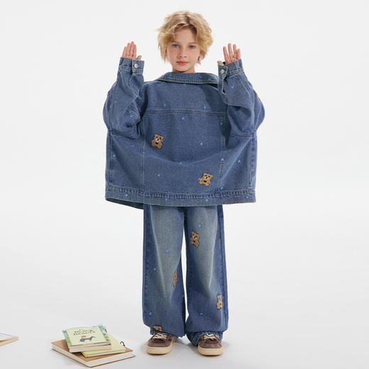 【鬼马童趣风·小熊牛仔外套】植木童装2025秋新款男女童小熊牛仔外套 商品图3