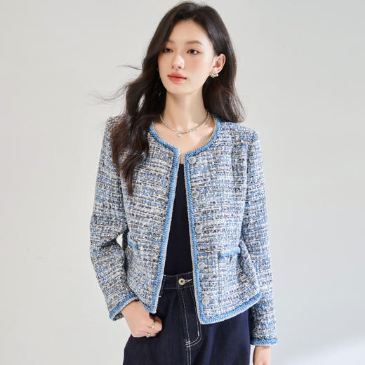 「高货sh」全新升级【铂金会员339/天猫459/差价120】(45113)高级感重工编织外套2025秋季新款亮丝小香风粗花呢外套女 商品图3