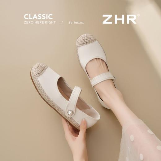 ZHR则则编织单鞋洋气渔夫鞋2025新款珍珠饰扣一脚蹬ins魔术贴女鞋 商品图6