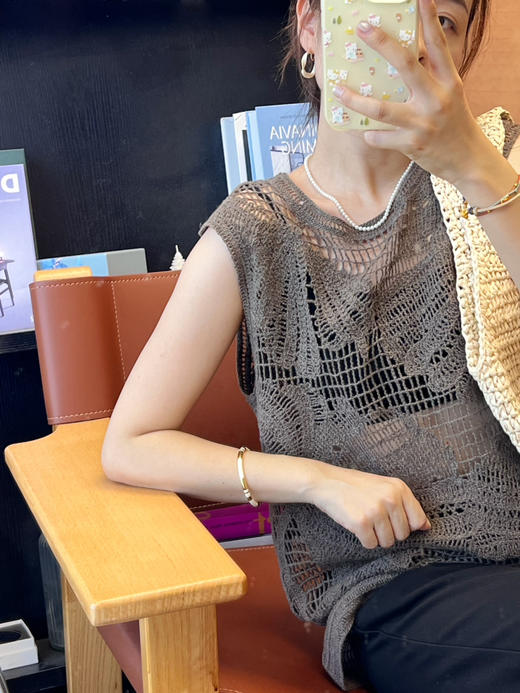 2508401    国风“白描画” 勾线手工 羊毛针织背心 商品图11