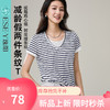 【减龄-条纹针织T恤】逸阳夏新款假两件撞色显瘦打底上衣5143 商品缩略图0