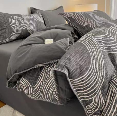 全棉秋冬磨毛四件套贝壳边加厚保暖纯棉被套床单床上用品G119100115 商品图1