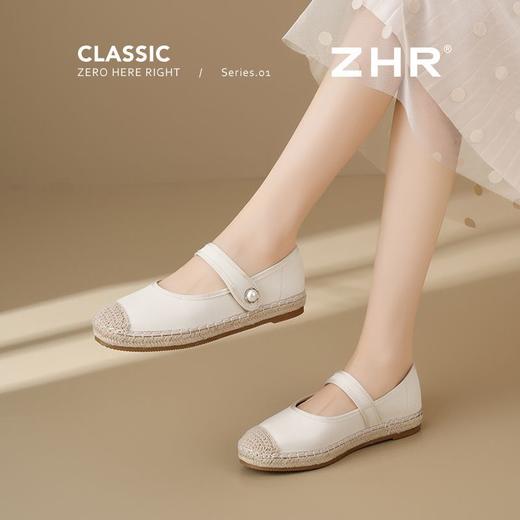 ZHR则则编织单鞋洋气渔夫鞋2025新款珍珠饰扣一脚蹬ins魔术贴女鞋 商品图2