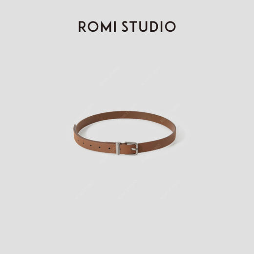 ROMI STUDIO天然牛皮纹复古银扣女士休闲咖色腰带RWCLP33644 商品图0