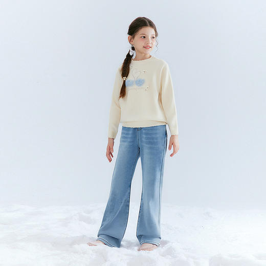 笛莎Deesha 童装女童裤子2025冬新款女童闪亮微喇秋冬牛仔裤 商品图2