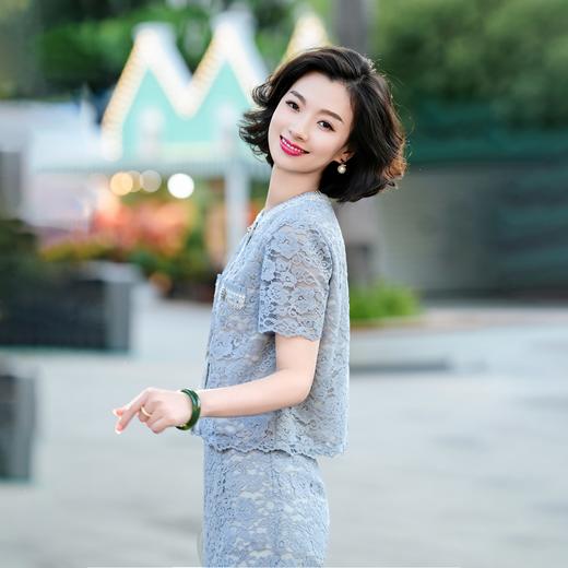 西子/法式镂空蕾丝小香风细棉外套半裙套装/WTTJ132 商品图5