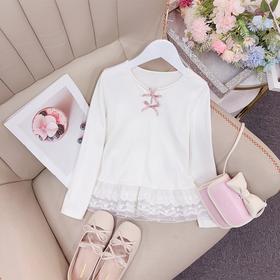 蝴蝶结蕾丝打底衫