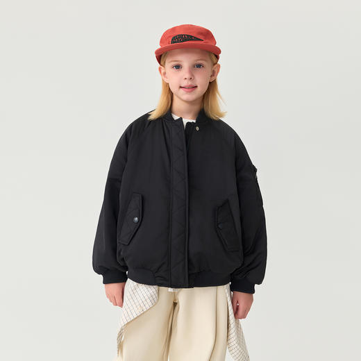 【无氟防泼水】马克珍妮女童挺括夹棉棒球服外套2025年秋冬新款551561 商品图1