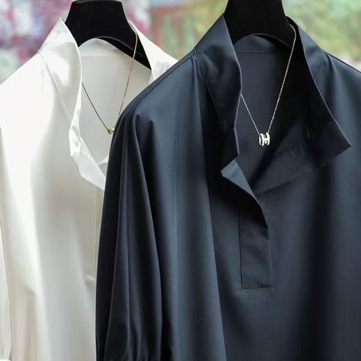 【à perles】翻领利落 抗皱丝光棉衬衣 商品图3