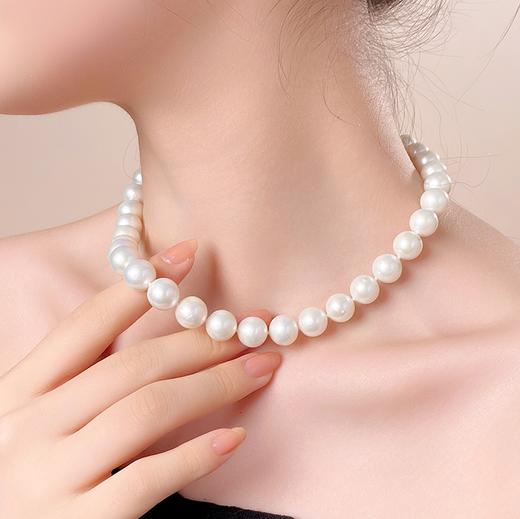 【分销】戴拉珍珠S925银淡水10-12mm有核珍珠项链（吉尔德四星），送礼推荐 商品图0