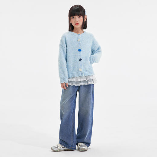 【含羊毛·趣味波浪领开衫】植木童装2025秋季新款女童针织开衫毛衣 商品图4