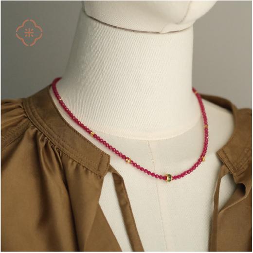 米马饰品 培育红宝石32面体珠链—独家鸽血红色调 VVS级 百元戴出高定 商品图1