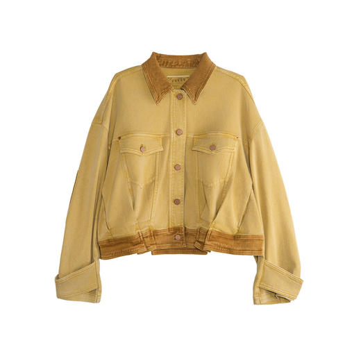 谜底短外套女2025秋新款复古风特色洗水工艺拼色牛仔服257MW7743 商品图4