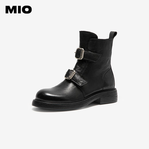 MIO米奥马丁靴中跟圆头复古切尔西靴厚底简约女靴M255671881 商品图1