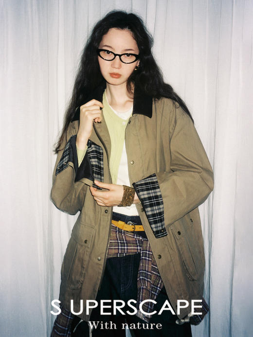 【8/25新品】素舶 定制高支长绒棉挺阔有型垂坠防风翻领抽绳工装夹克外套 商品图0