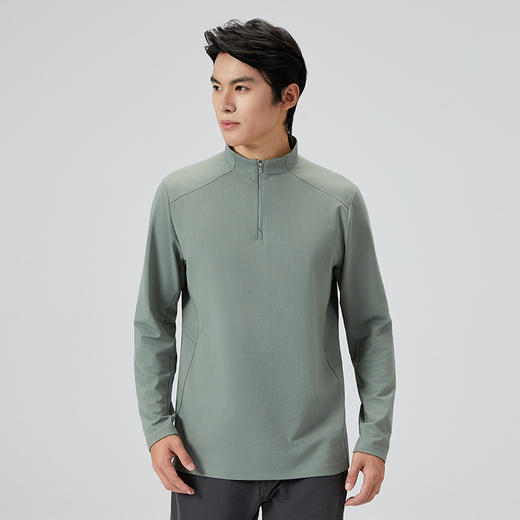 【上新89元！半拉链高领】LUCKY DEER/幸运鹿情侣款立领亲肤山系半高领户外长袖运动健身T恤 商品图0