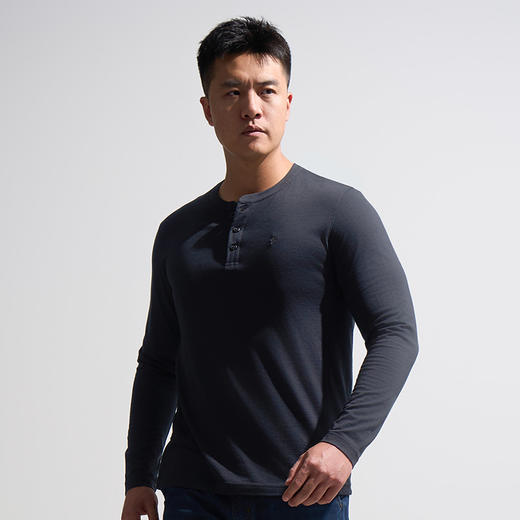 【龙牙上新】龙牙秘之风羽PRO美丽诺羊毛亨利领长袖T恤 商品图4