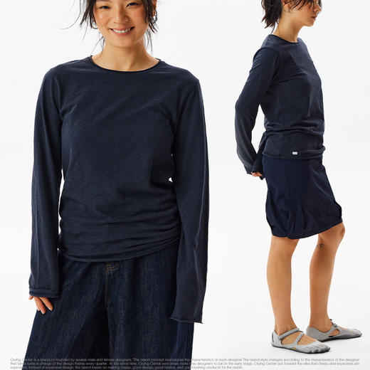 CryingCenter 竹节棉卷边堆量圆领长袖tee 哭喊中心 商品图1