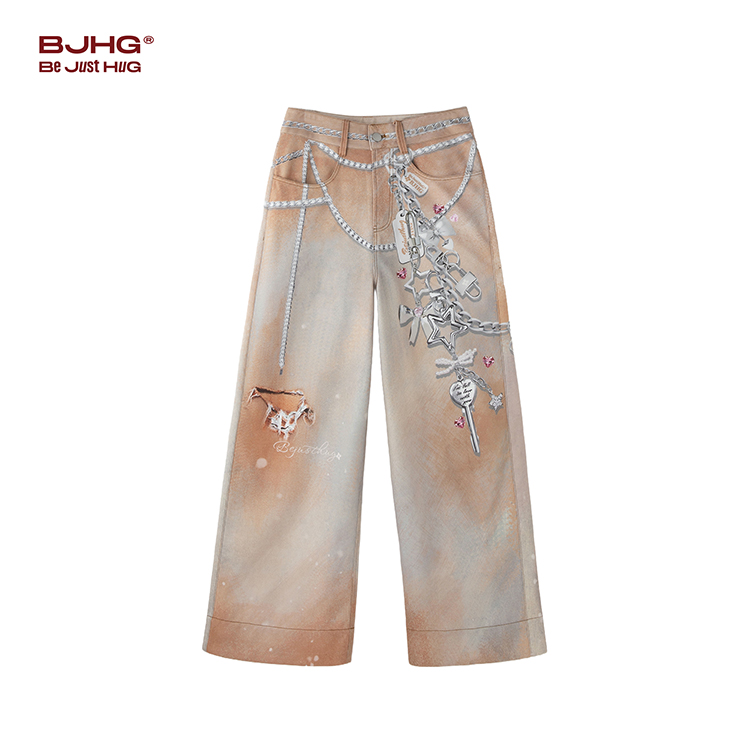 【门店限定款】不计后果 梭织印花直筒裤