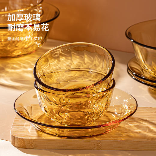热卖！高颜值餐具！高硼硅钻石琥珀/海棠碗盘套装 加厚玻璃 可进烤箱微波炉 商品图3