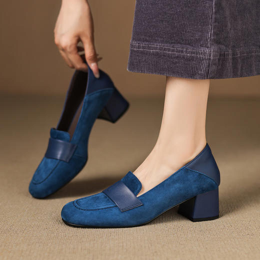 【预售5天】法式复古羊反绒乐福鞋，中跟休闲豆豆鞋AJ&JL-809 商品图0