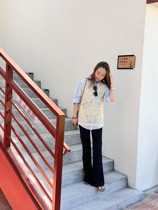 2508401    国风“白描画” 勾线手工 羊毛针织背心 商品图2