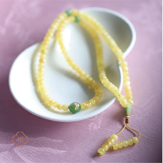 米马饰物 静守己心 108老型蜜蜡珠 碧玉顶珠 温养岁月澄明之境 商品图2