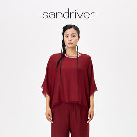 羊绒夹道圆领斗篷式女上衣  SJF97W366N