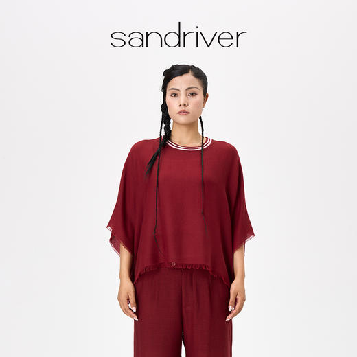 羊绒夹道圆领斗篷式女上衣  SJF97W366N 商品图0