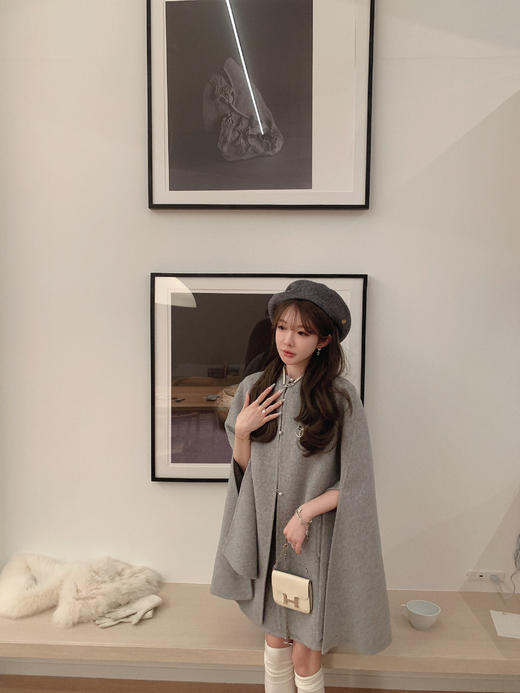 金蘑菇菇 金丝小种 国风斗篷系列/ 新中式温柔风插肩袖宽松大衣 商品图11