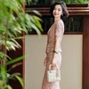 西子/禧悦蕾丝刺绣假两件V领百搭时尚连衣裙/CQTJ022 商品缩略图3