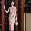 西子/禧悦蕾丝刺绣假两件V领百搭时尚连衣裙/CQTJ022 商品缩略图0