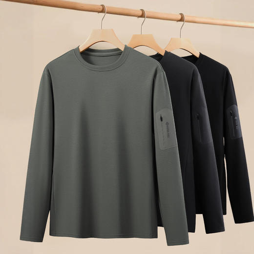 【DK】大依优型大码男装德绒长袖T恤男加大码秋冬款纯色保暖打底衫绵羊毛桑蚕丝肥佬宽松圆领长袖体恤 商品图5