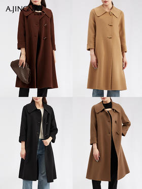 【商城同款】阿菁娜全绵羊毛牛角扣翻领大衣F30D211081