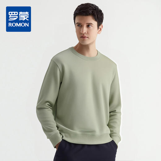 罗蒙秋冬男士加绒圆领卫衣多色可选保暖舒适百搭休闲通勤t恤男上衣 商品图0