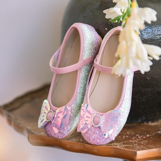 Little winkaa流光蝴蝶公主鞋亮片渐变水晶鞋魔术贴女童鞋LW41019 商品图4