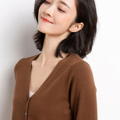 【清仓！69.9/任选2件 V领开衫针织衫】选两件加购物车一起结算，单件不发货！！12色纯色毛衣外套长袖修身百搭薄针织衫 商品图9