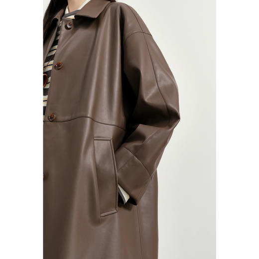 【商场同款】诗凡黎翻领皮质风衣外套2025春新款外搭女3G1160121 商品图3